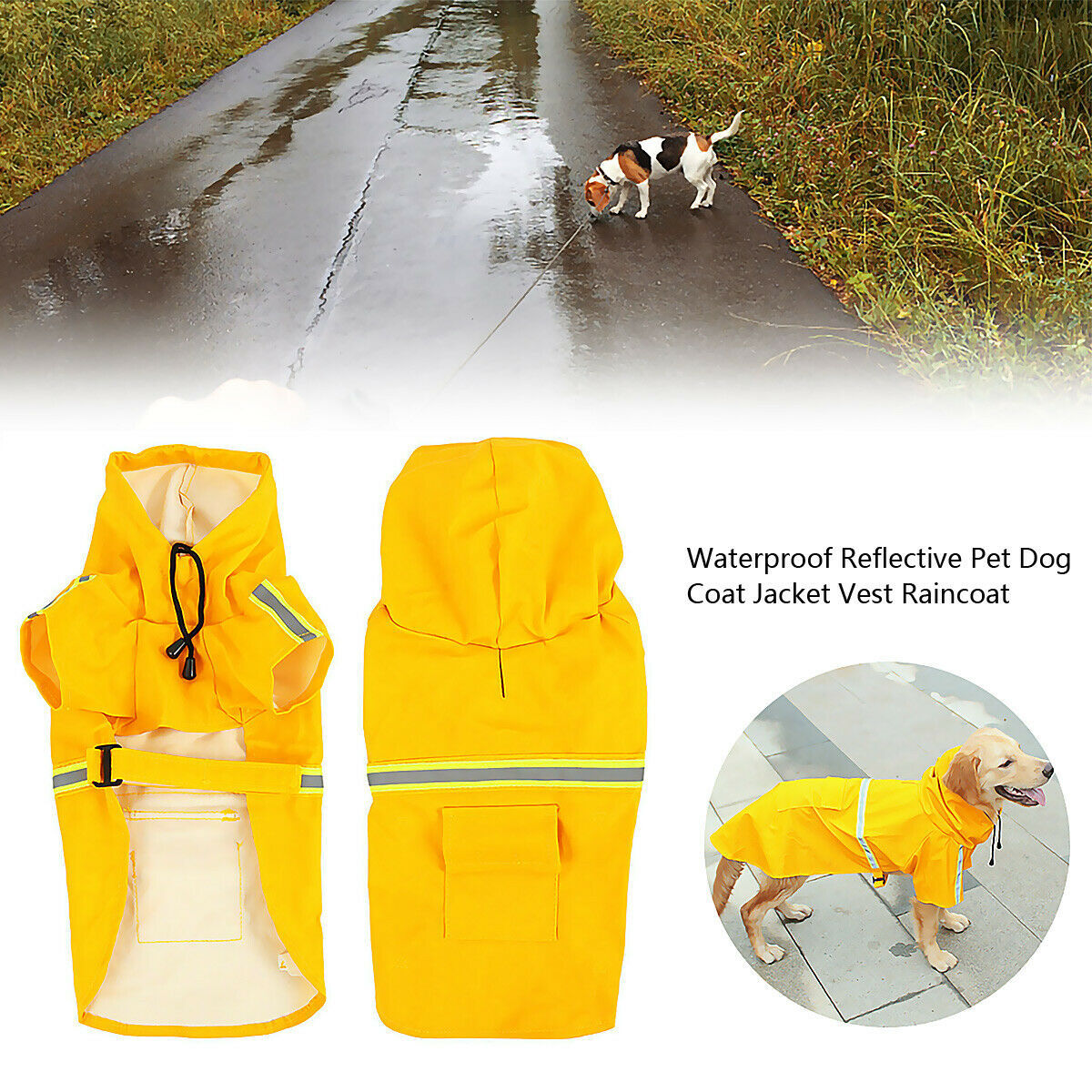 Imperméable pour Chien avec Capuche – Manteau de Pluie Étanche & Réfléchissant
