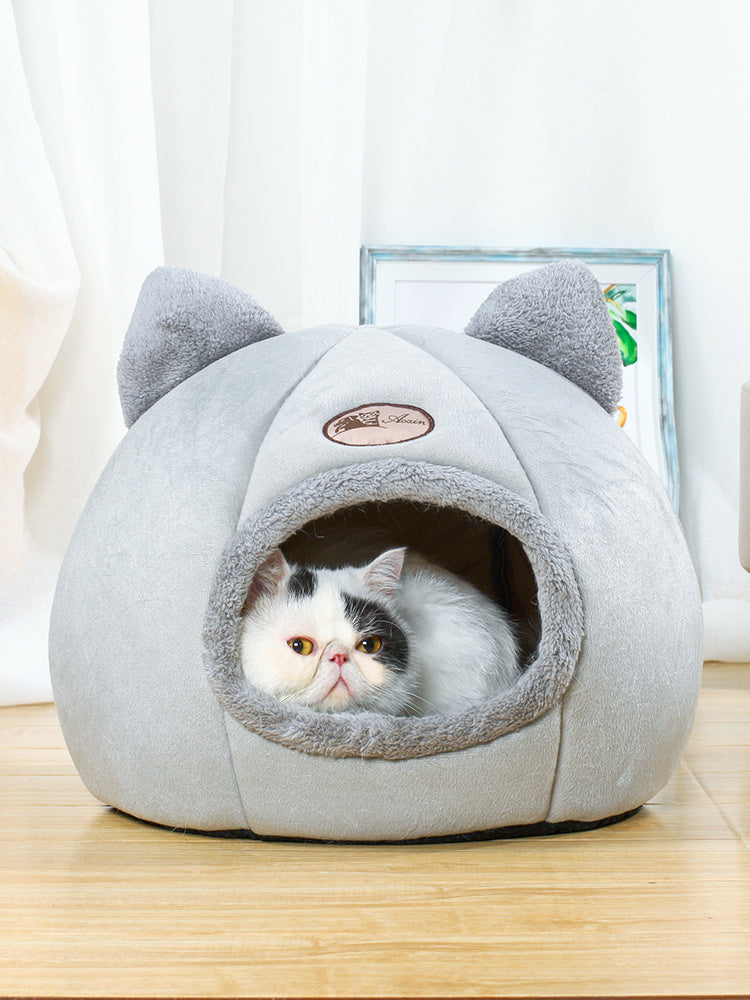 Maison Fermée en Forme de Tête de Chat – Nid Chaud & Apaisant