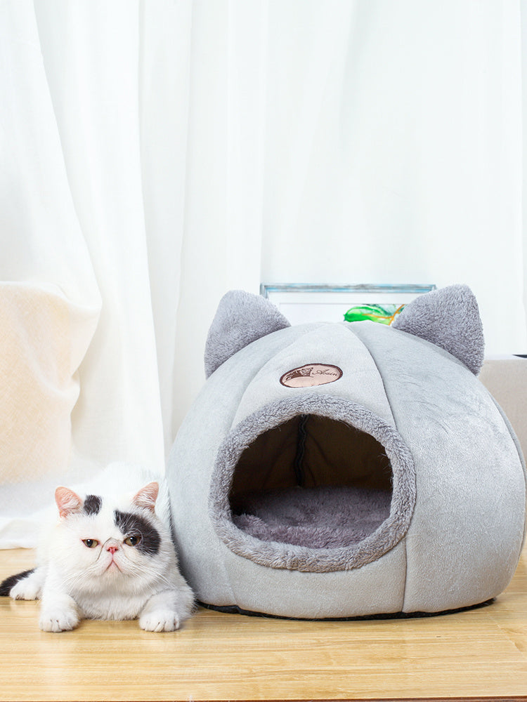 Maison Fermée en Forme de Tête de Chat – Nid Chaud & Apaisant