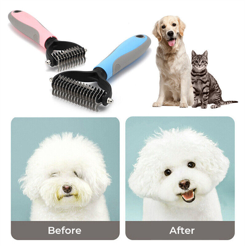 Brosse de Toilettage Double Face Chien & Chat – Anti-Nœuds & Réduction de Poils