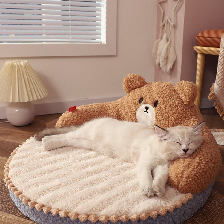 Nid d’Hiver Douillet pour Chats & Chiens – Modèle Ourson ou Chaton