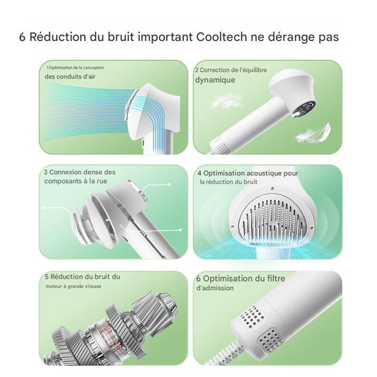 Sèche-Cheveux Intelligent 2 en 1 avec Brosse Intégrée pour Chiens & Chats