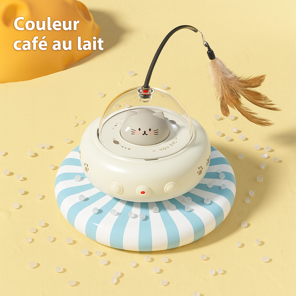 Smart Teaser Cat Toy – Jouet Électrique UFO avec Plume & Clochette pour Chats