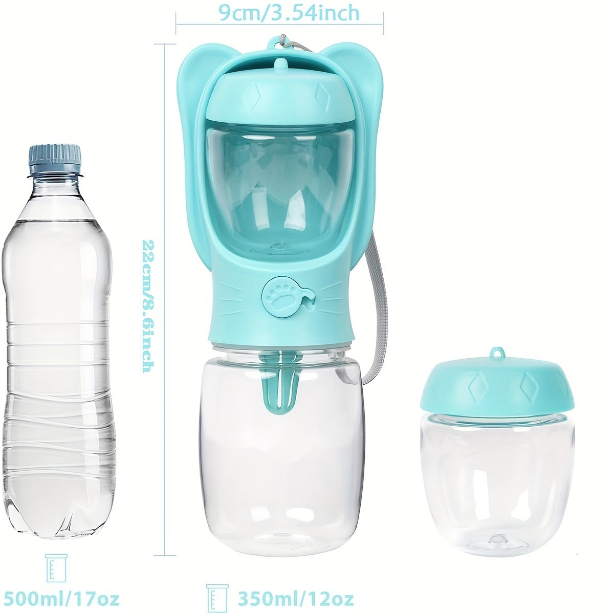 Gourde 2-en-1 pour Chien – Distributeur d’Eau & Nourriture Étanche Portable