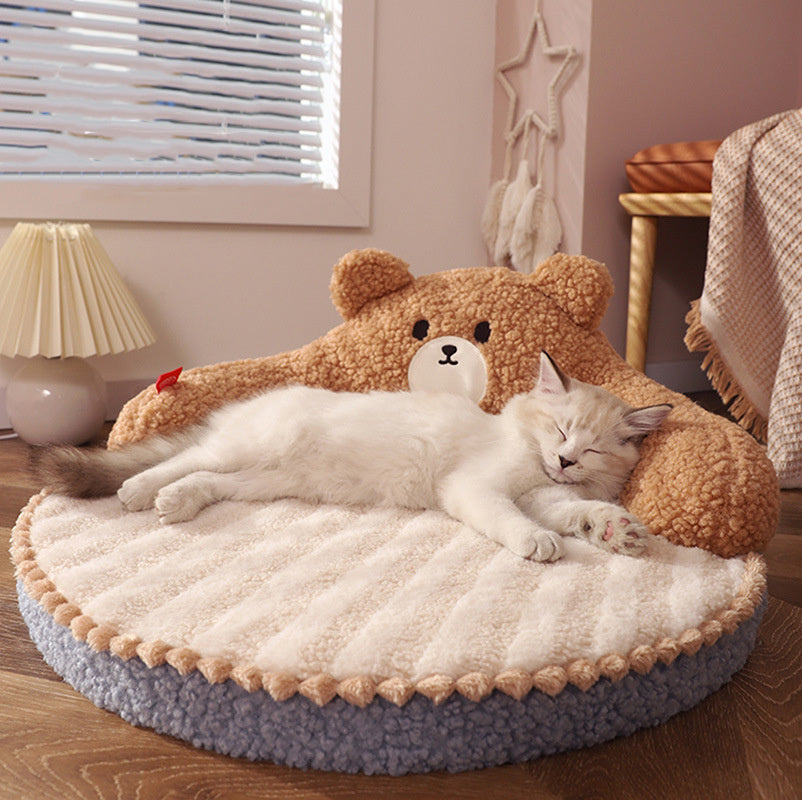 Nid d’Hiver Douillet pour Chats & Chiens – Modèle Ourson ou Chaton