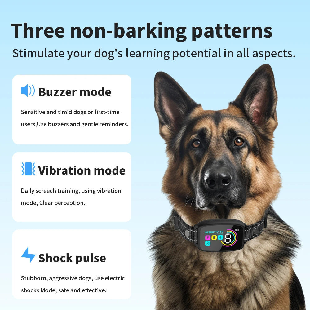 Collier Anti-Aboiement Intelligent pour Chien – Rechargeable, HD Display & Étanche IP67
