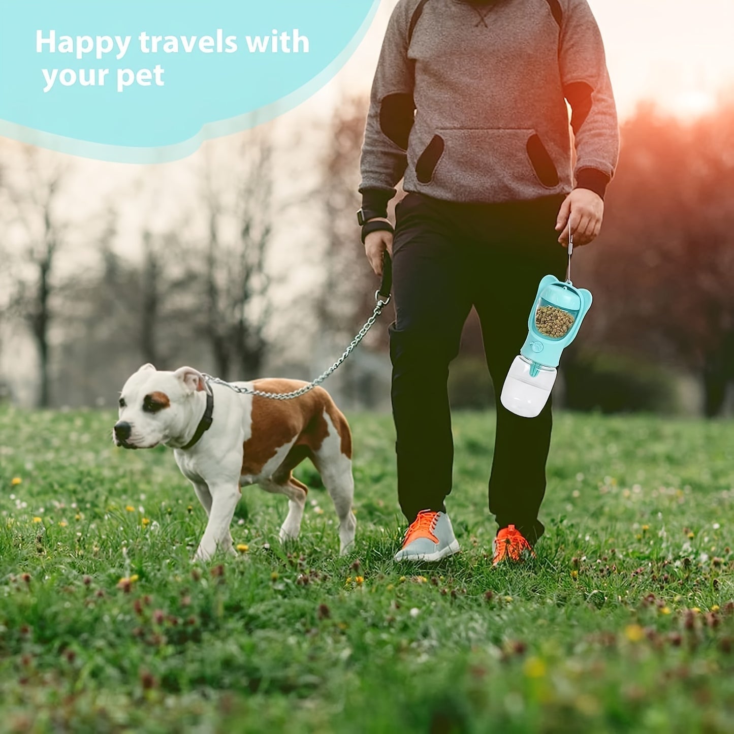 Gourde 2-en-1 pour Chien – Distributeur d’Eau & Nourriture Étanche Portable