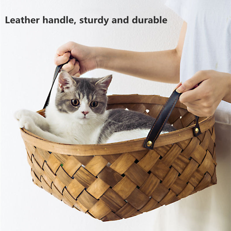 Maison en Rotin Naturel pour Chats & Chiens – Nid d’Été Élégant & Respirant