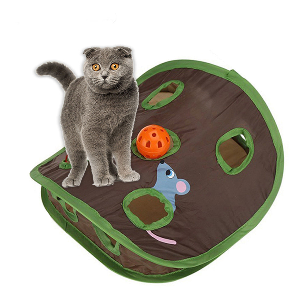 Jouet Interactif pour Chat – Tunnel 9 Trous avec Souris Cachée et Balle | Jeu d’Intelligence et de Chasse
