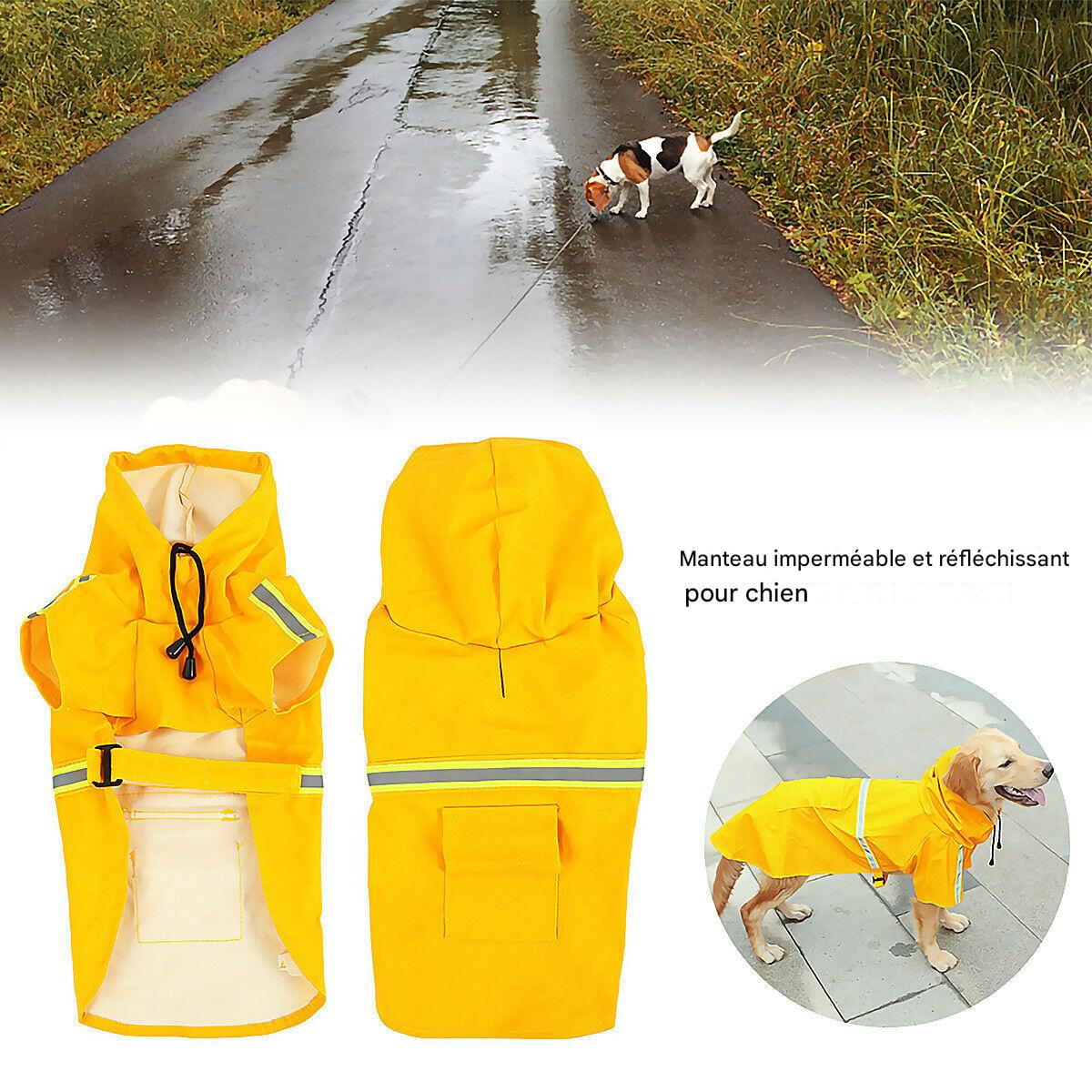 Imperméable pour Chien avec Capuche – Manteau de Pluie Étanche & Réfléchissant