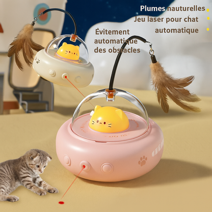 Smart Teaser Cat Toy – Jouet Électrique UFO avec Plume & Clochette pour Chats