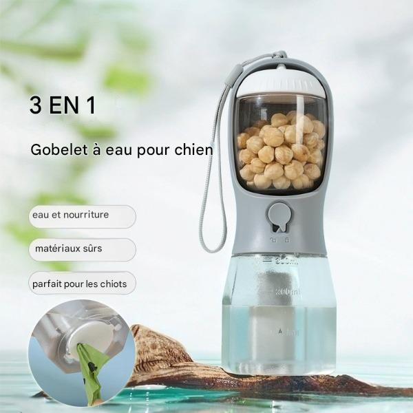 Gourde Multifonction 3-en-1 pour Animaux – Eau, Nourriture & Sacs à Déchets