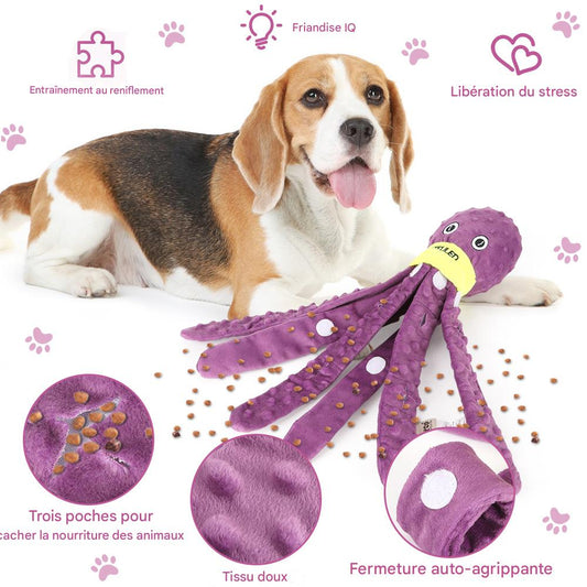 Jouet Snuffle Poulpe pour Chien – Puzzle Interactif & Distributeur de Friandises