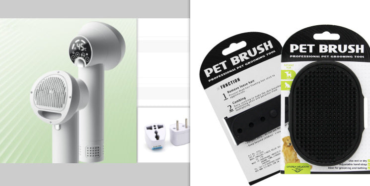 Sèche-Cheveux Intelligent 2 en 1 avec Brosse Intégrée pour Chiens & Chats