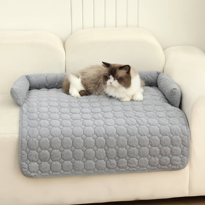 Tapis Douillet en Velours Côtelé avec Oreiller – Confort Ultime pour Chiens & Chats