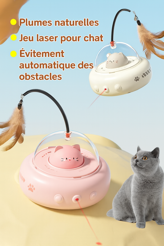 Smart Teaser Cat Toy – Jouet Électrique UFO avec Plume & Clochette pour Chats
