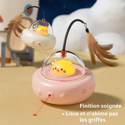 Smart Teaser Cat Toy – Jouet Électrique UFO avec Plume & Clochette pour Chats