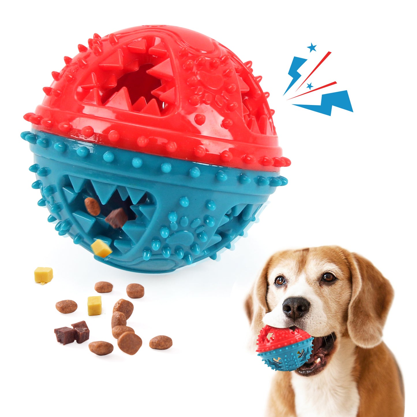 Jouet Balle Interactive pour Chien – Anti-Morsure, Distributeur de Friandises & Nettoyage des Dents