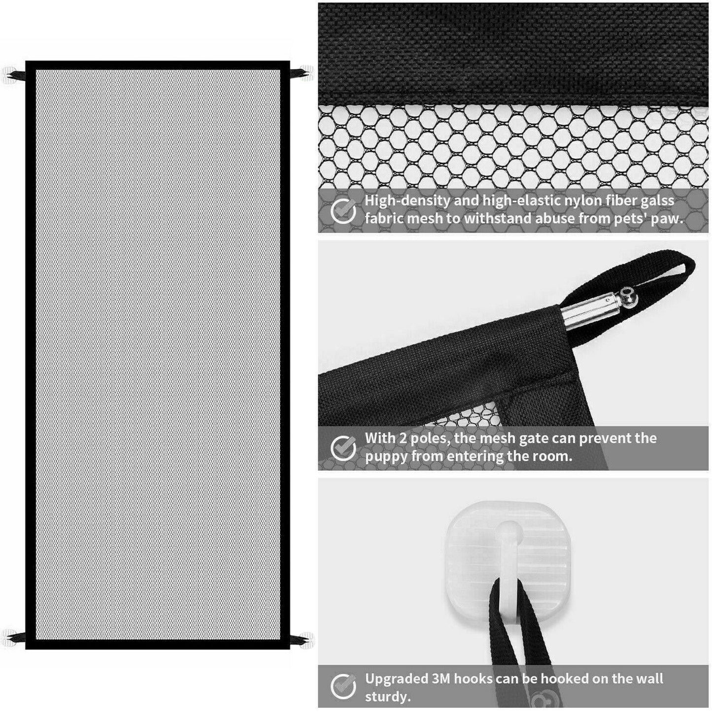 Pets Dog Cat Baby Safety Gate – Barrière de Sécurité Maille Portable pour Escaliers & Portes