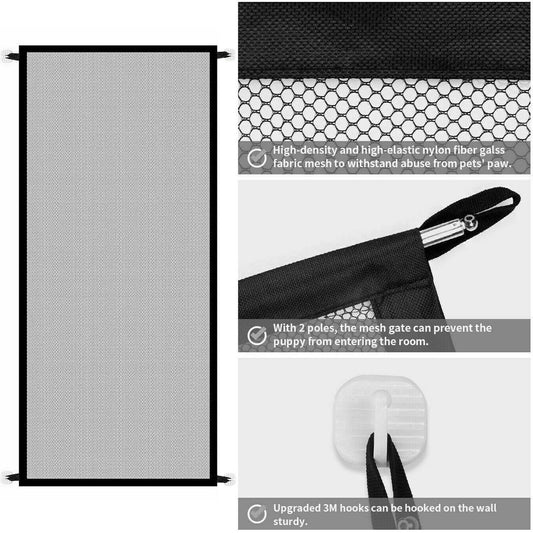 Pets Dog Cat Baby Safety Gate – Barrière de Sécurité Maille Portable pour Escaliers & Portes