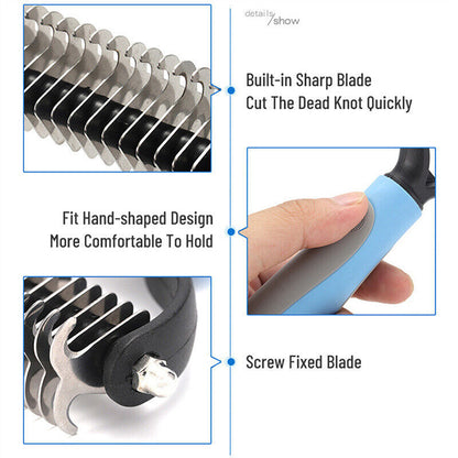 Brosse de Toilettage Double Face Chien & Chat – Anti-Nœuds & Réduction de Poils