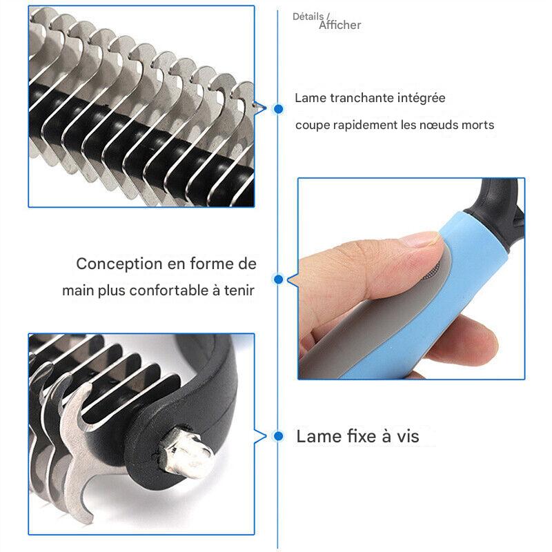 Brosse de Toilettage Double Face Chien & Chat – Anti-Nœuds & Réduction de Poils