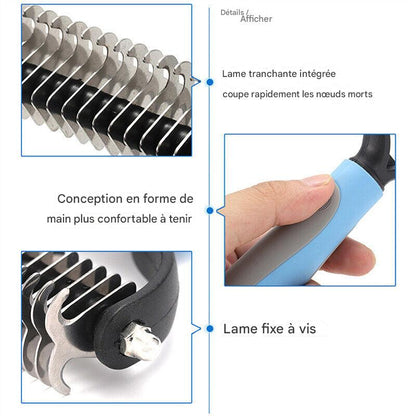 Brosse de Toilettage Double Face Chien & Chat – Anti-Nœuds & Réduction de Poils