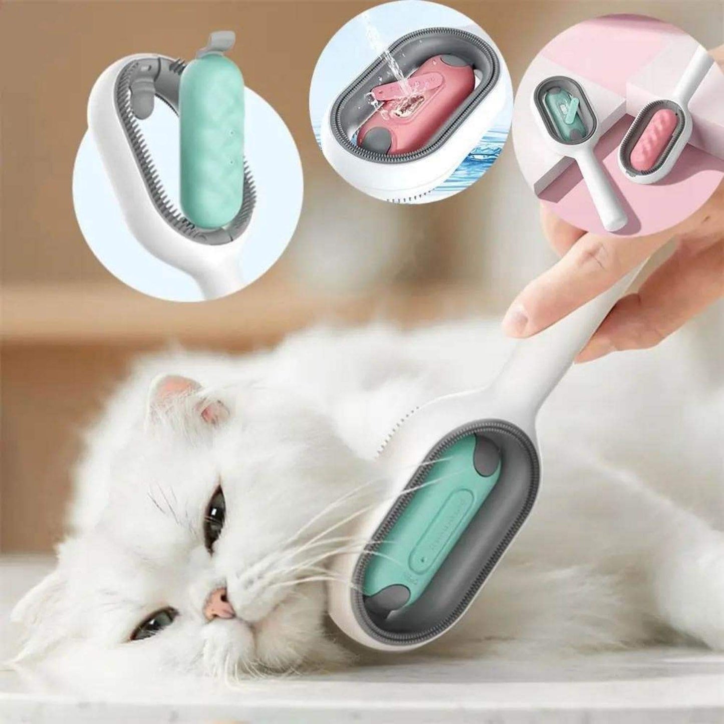 Brosse 4-en-1 pour Chat & Chien – Brosse avec Réservoir d’Eau & Peigne Anti-Poils