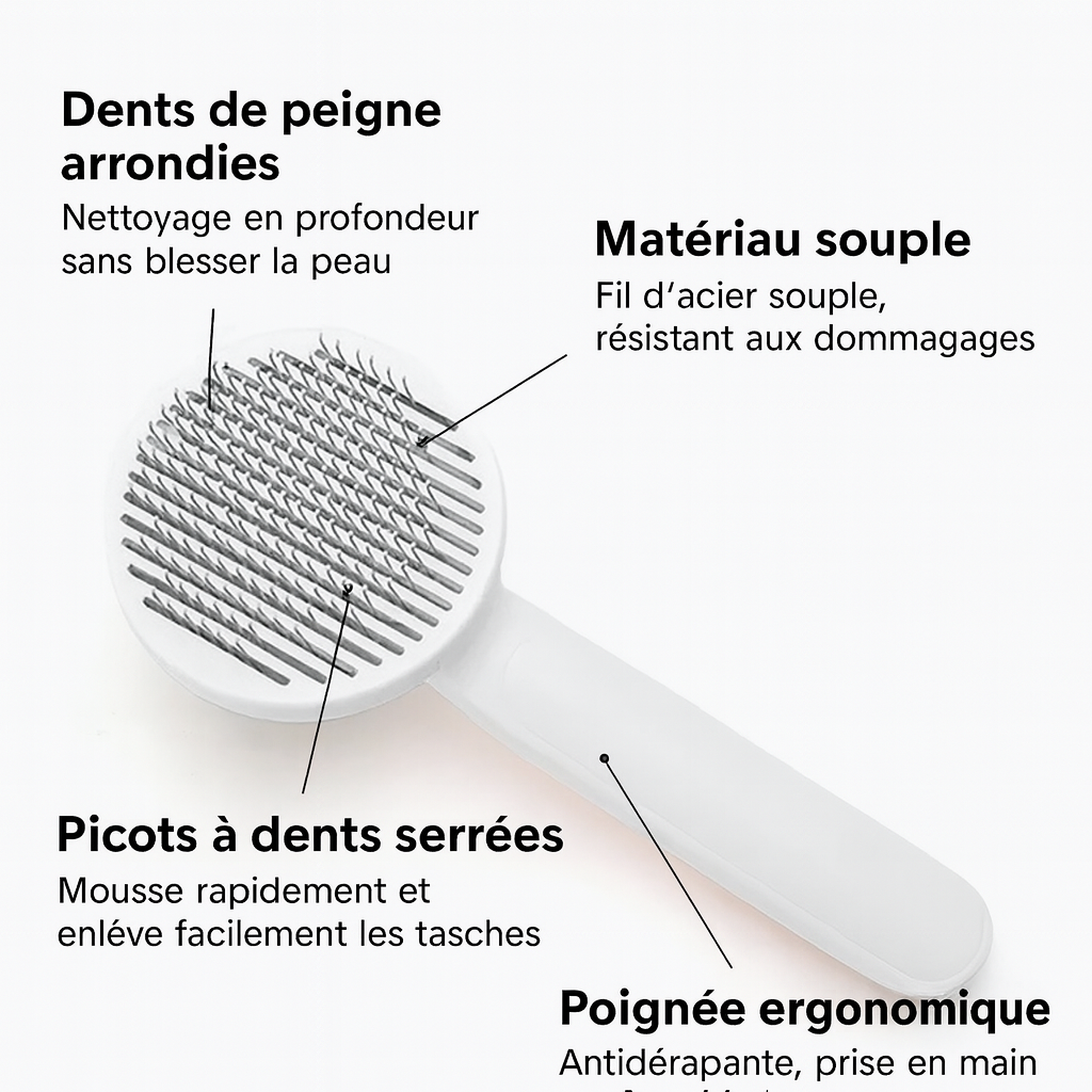 Brosse Autonettoyante pour Chats & Chiens – Toilettage Poils Courts & Longs
