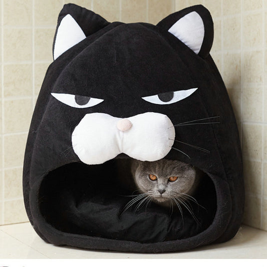 Maison Douillette Cartoon pour Chats & Chiots – Un Nid Chaleureux et Adorable