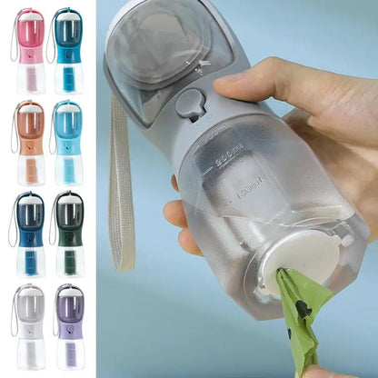 Gourde Multifonction 3-en-1 pour Animaux – Eau, Nourriture & Sacs à Déchets