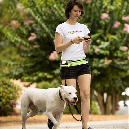 Laisse Mains Libres pour Chien – Ceinture de Marche avec Bungee Amortisseur et Poches de Rangement