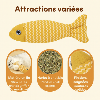 Jouets à l’Herbe à Chat – Set de 3 Poissons interactifs pour Chats & Chatons