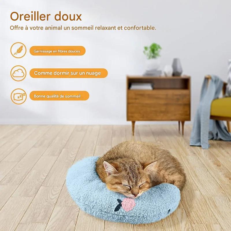 Petit Oreiller U-Shaped pour Chats et Chiens – Coussin de Sommeil Doux et Protecteur