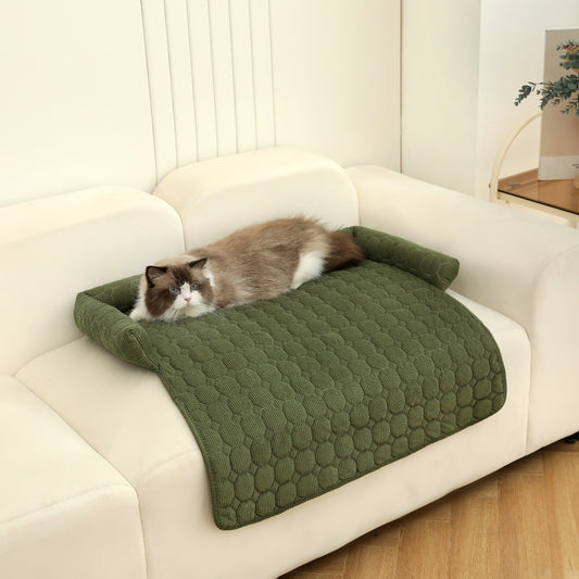 Tapis Douillet en Velours Côtelé avec Oreiller – Confort Ultime pour Chiens & Chats
