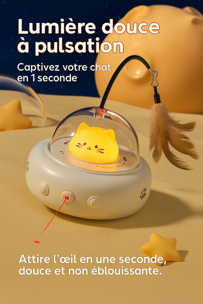 Smart Teaser Cat Toy – Jouet Électrique UFO avec Plume & Clochette pour Chats