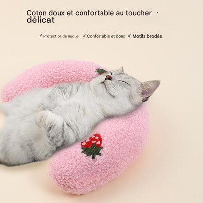 Petit Oreiller U-Shaped pour Chats et Chiens – Coussin de Sommeil Doux et Protecteur
