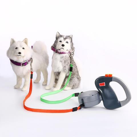 Laisse Rétractable Double pour Deux Chiens – 3m Nylon Résistant & Sécurité Totale