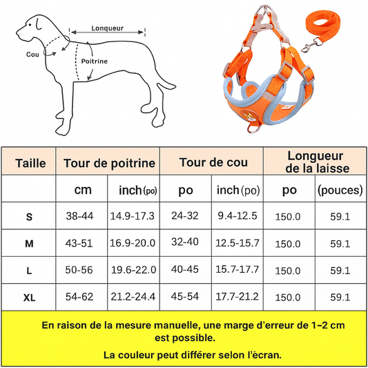 Harnais et Laisse Réglables pour Petit Chien & Chiot – Antitraction, Réfléchissant & Confortable