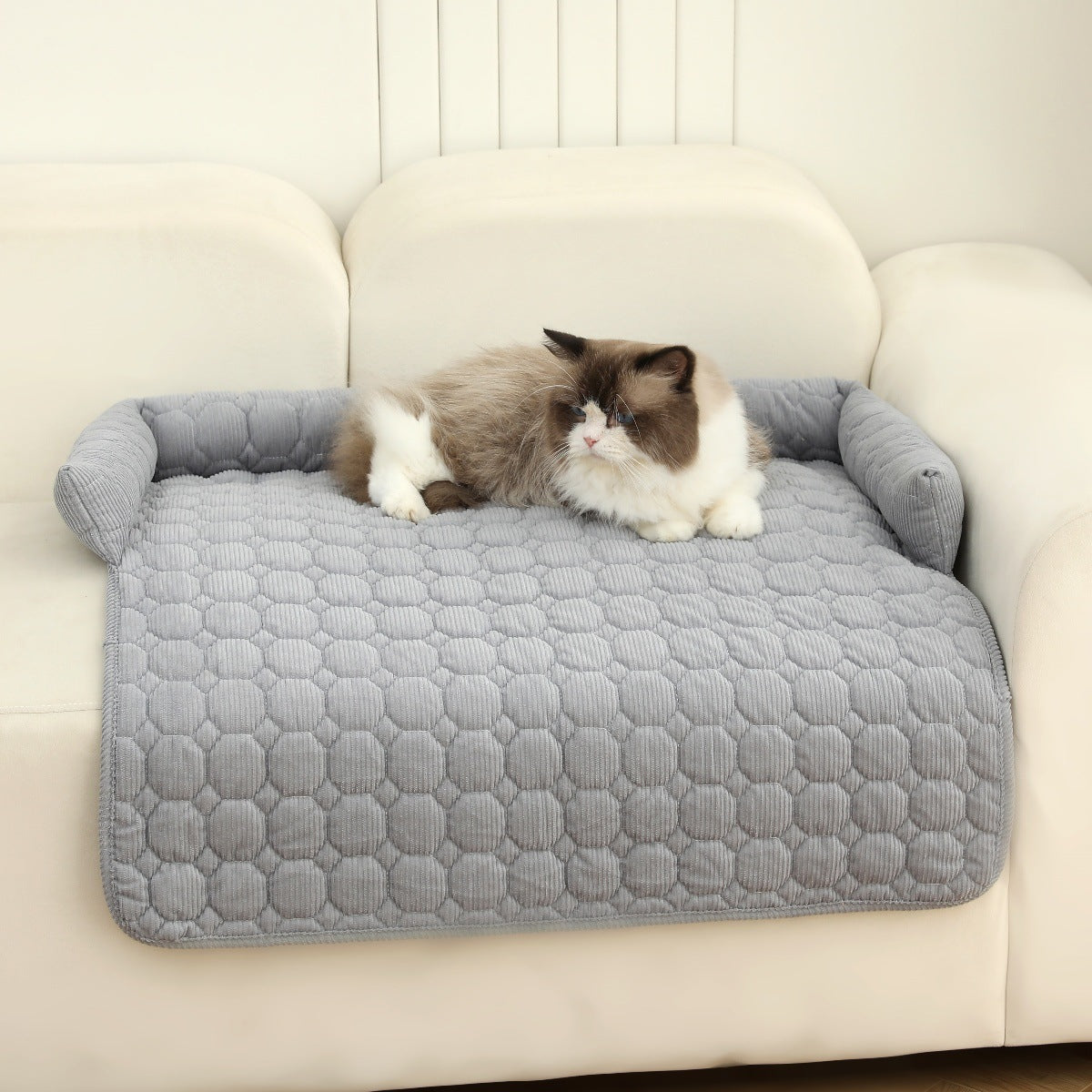 Tapis Douillet en Velours Côtelé avec Oreiller – Confort Ultime pour Chiens & Chats