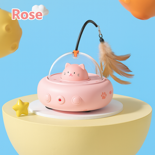 Smart Teaser Cat Toy – Jouet Électrique UFO avec Plume & Clochette pour Chats