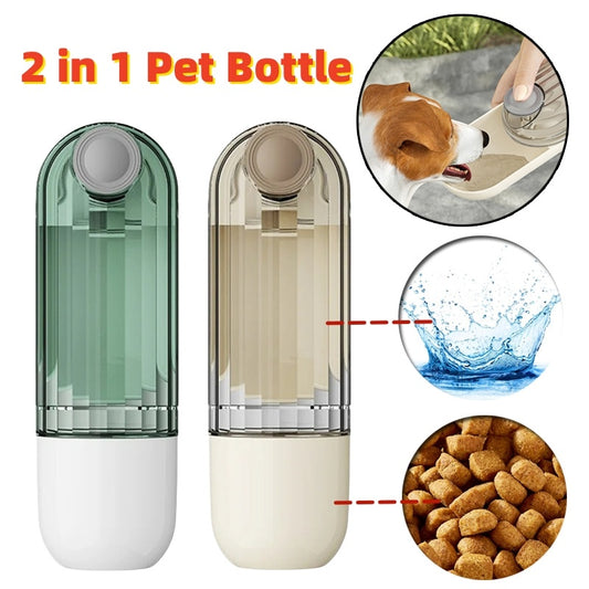 Gourde 2-en-1 Portable pour Animaux – Distributeur d’Eau & Nourriture
