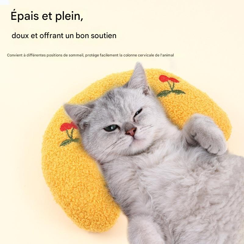 Petit Oreiller U-Shaped pour Chats et Chiens – Coussin de Sommeil Doux et Protecteur