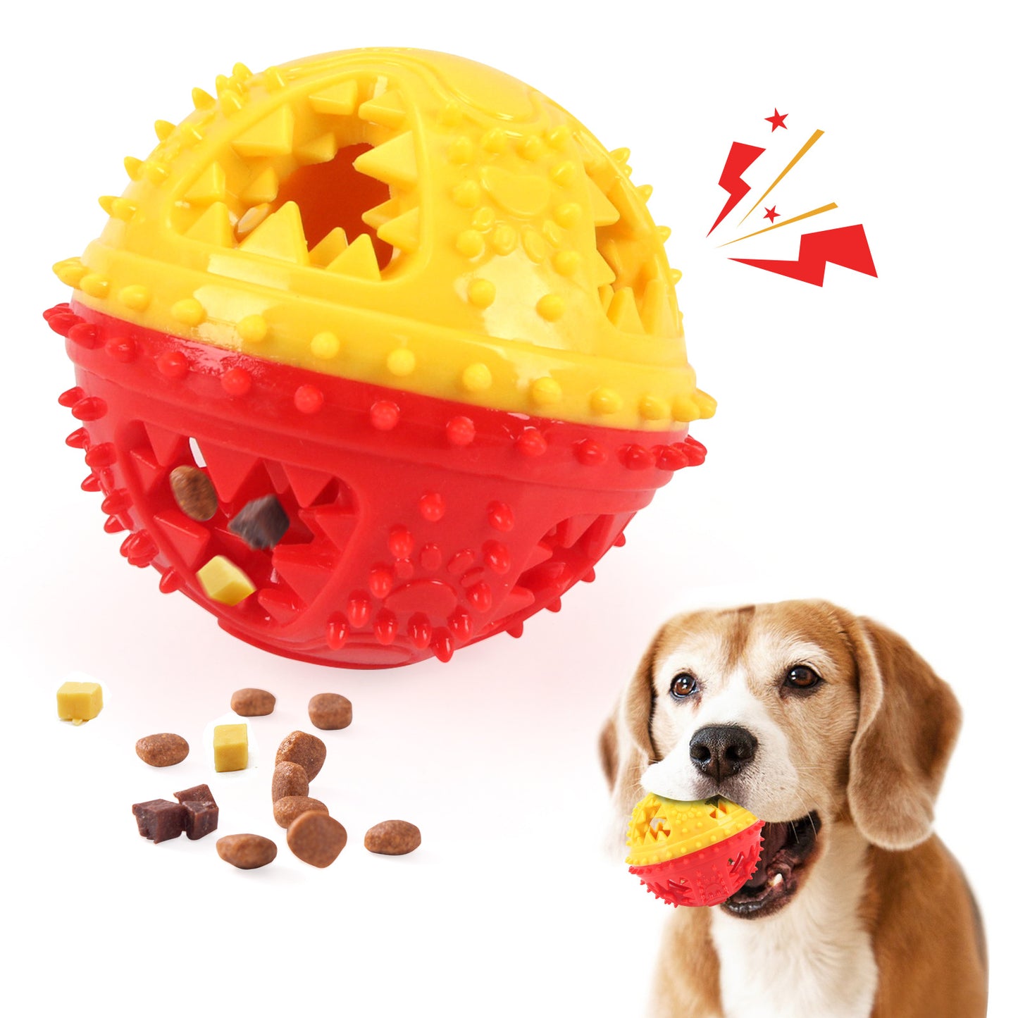 Jouet Balle Interactive pour Chien – Anti-Morsure, Distributeur de Friandises & Nettoyage des Dents
