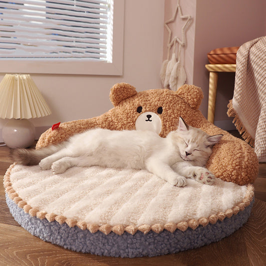 Nid d’Hiver Douillet pour Chats & Chiens – Modèle Ourson ou Chaton