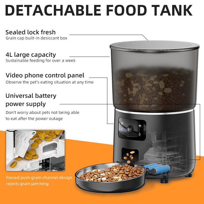 Distributeur Automatique Connecté 4L – Nourrissage Intelligent pour Chiens & Chats