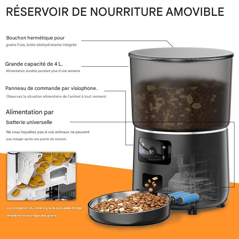 Distributeur Automatique Connecté 4L – Nourrissage Intelligent pour Chiens & Chats