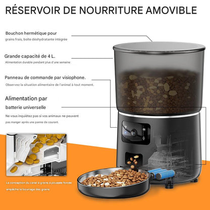 Distributeur Automatique Connecté 4L – Nourrissage Intelligent pour Chiens & Chats