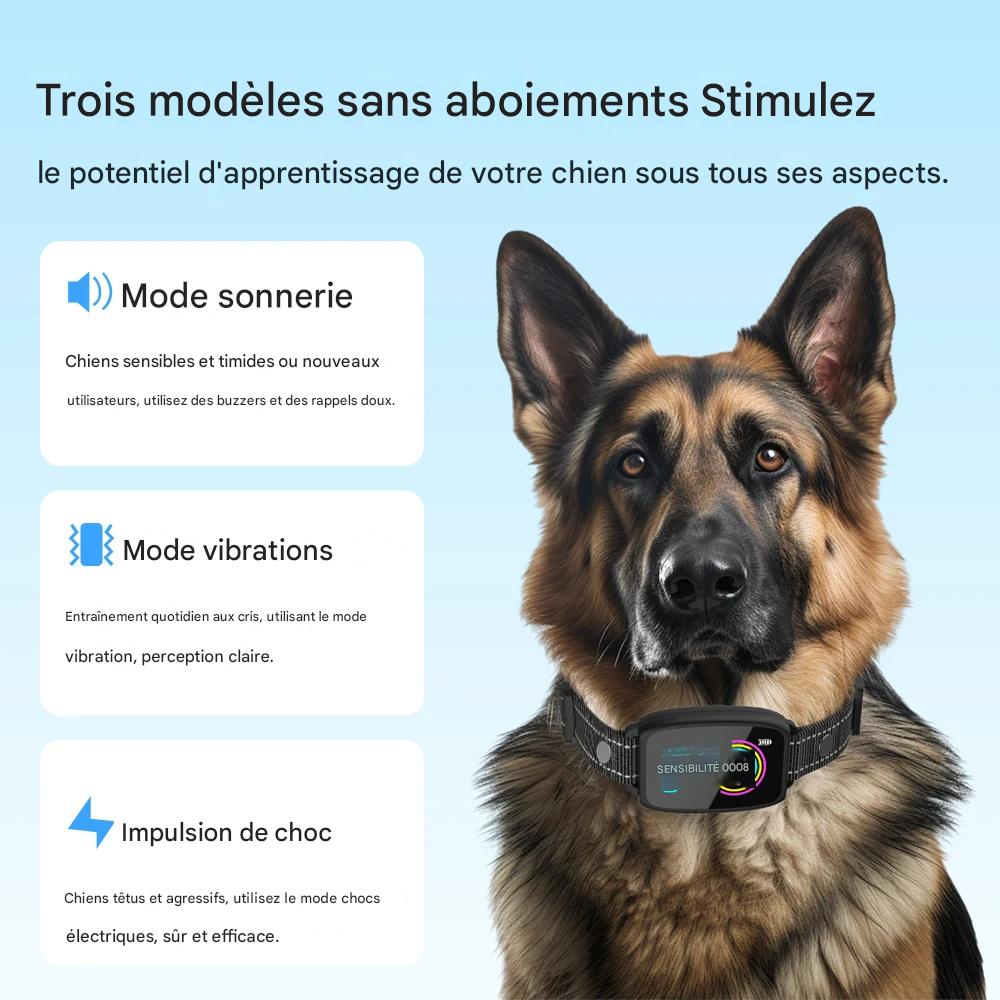 Collier Anti-Aboiement Intelligent pour Chien – Rechargeable, HD Display & Étanche IP67
