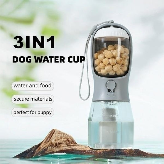 Gourde Multifonction 3-en-1 pour Animaux – Eau, Nourriture & Sacs à Déchets